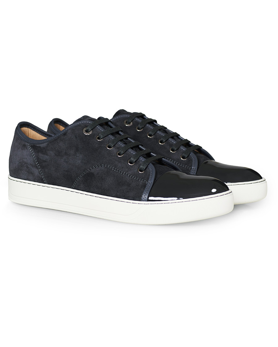 Heren | Lanvin Patent Captoe Sneaker Grey Suede | Lanvin | Patent Captoe Sneaker Grey Suede