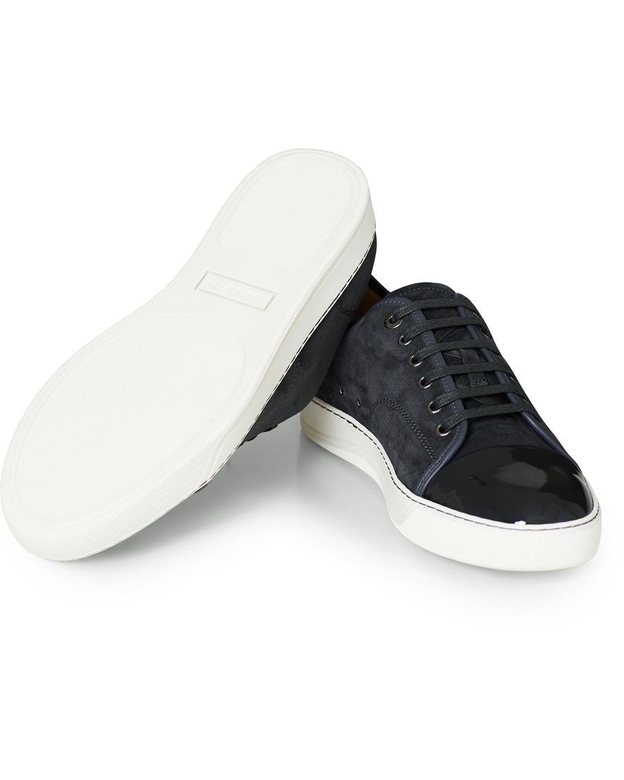 Heren | Lanvin Patent Captoe Sneaker Grey Suede | Lanvin | Patent Captoe Sneaker Grey Suede