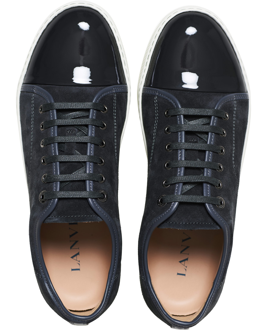 Heren | Lanvin Patent Captoe Sneaker Grey Suede | Lanvin | Patent Captoe Sneaker Grey Suede