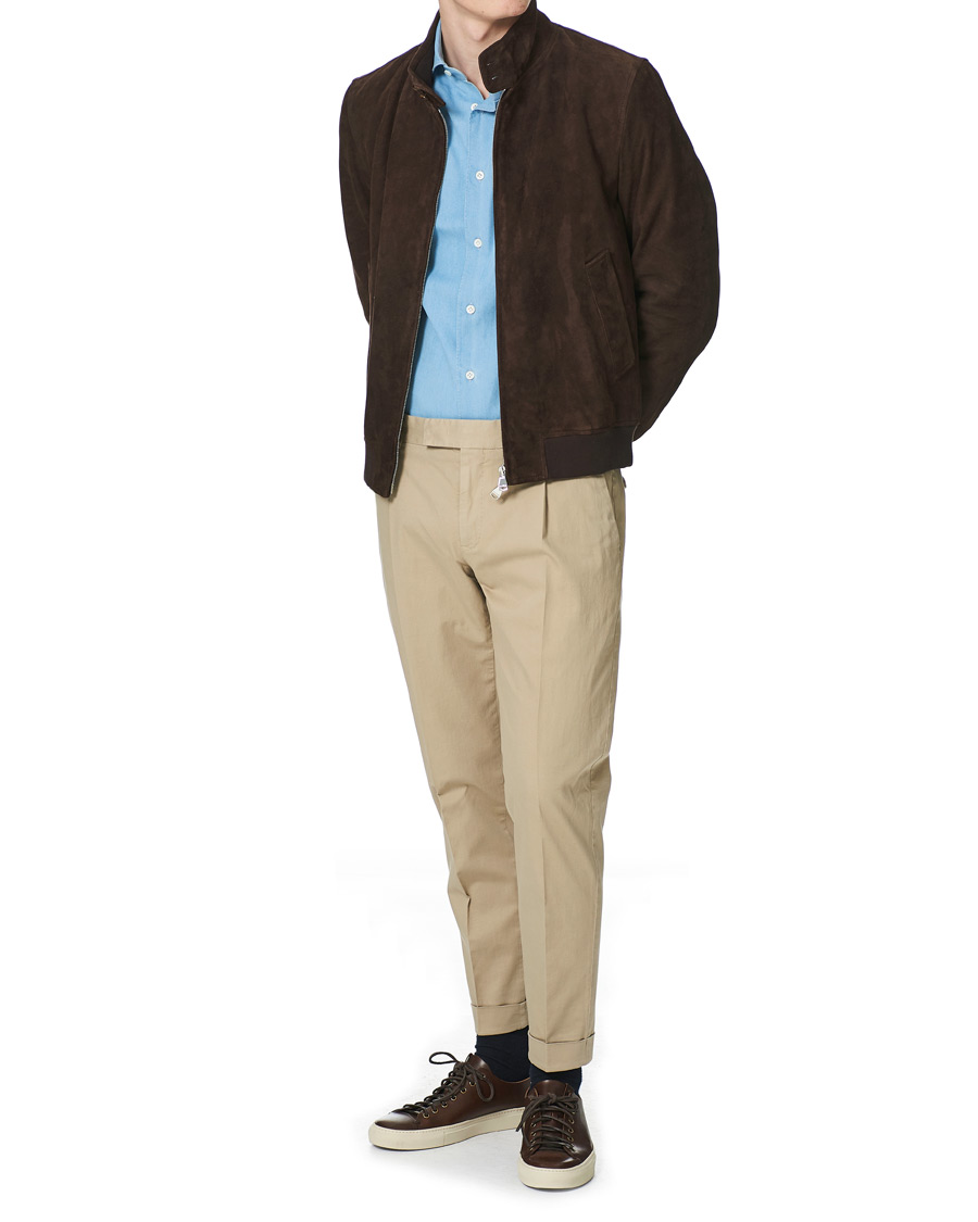 Heren | Overhemden | Mazzarelli | Soft Cut Away Denim Shirt Light Indigo