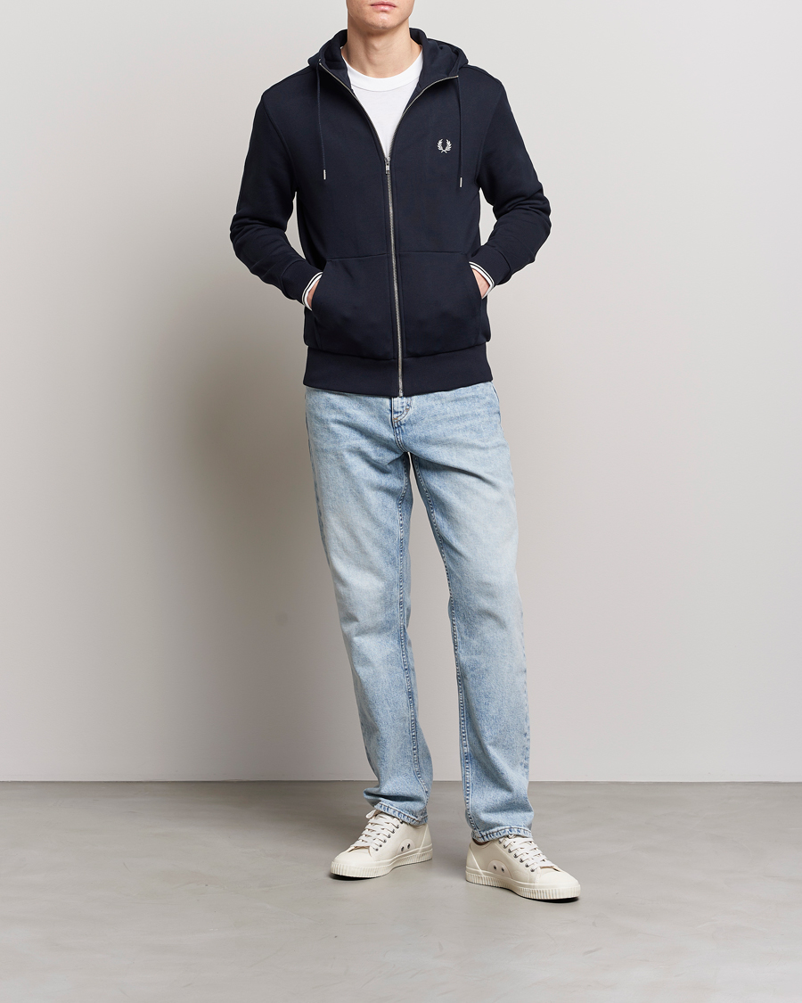 Heren | Truien | Fred Perry | Full Zip Hooded Sweatshirt Navy