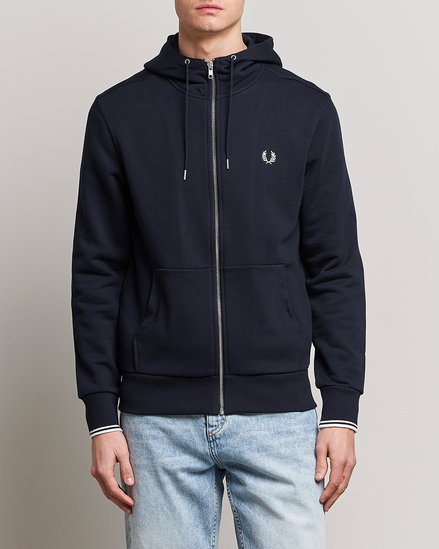 Heren | Truien | Fred Perry | Full Zip Hooded Sweatshirt Navy