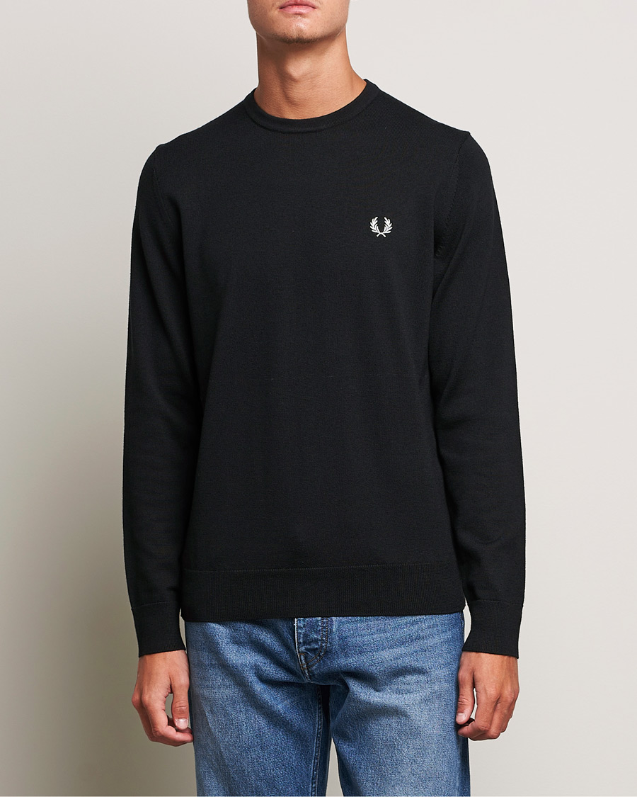 Heren | Best of British | Fred Perry | Classic Crew Neck Jumper Black