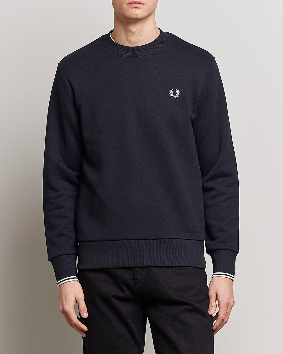 Heren | Best of British | Fred Perry | Crew Neck Sweatshirt Navy