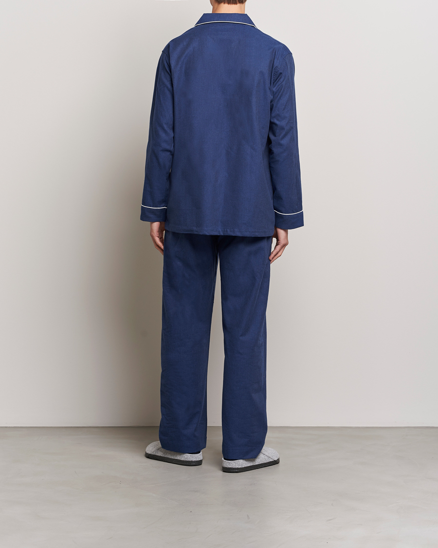 Heren | Best of British | Derek Rose | Brushed Cotton Flanell Pyjama Set Navy