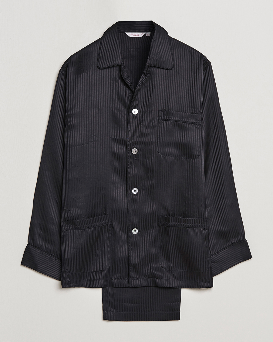 Heren | Pyjama's en gewaden | Derek Rose | Striped Silk Pyjama Set Black