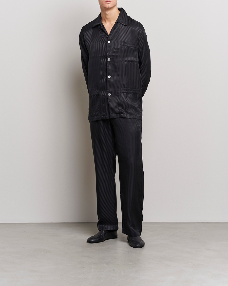 Heren | Pyjama's en gewaden | Derek Rose | Striped Silk Pyjama Set Black