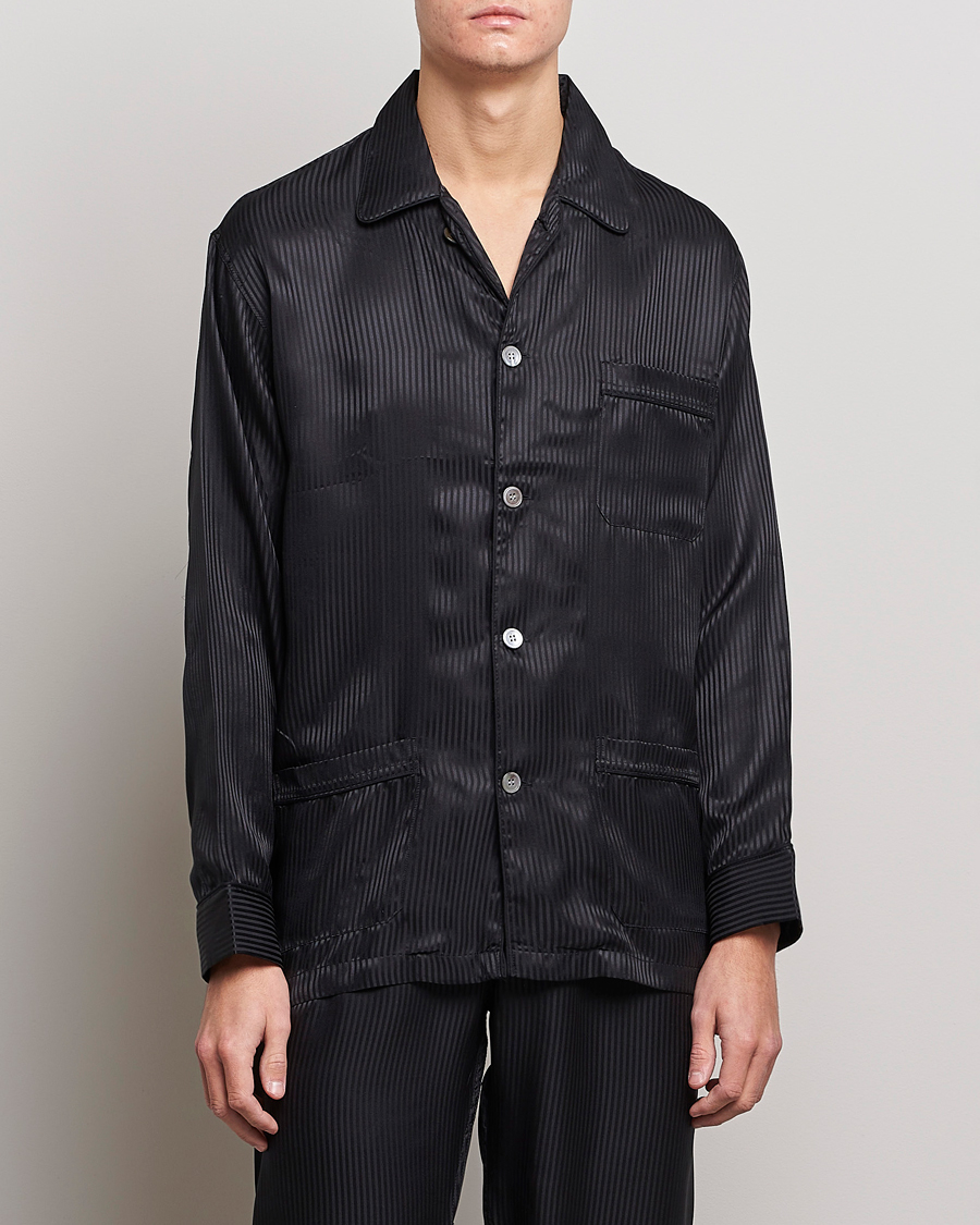 Heren | Derek Rose | Derek Rose | Striped Silk Pyjama Set Black