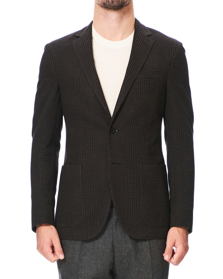 Heren | Blazers | The Gigi | Degas Wool Blend Check Blazer Dark Brown