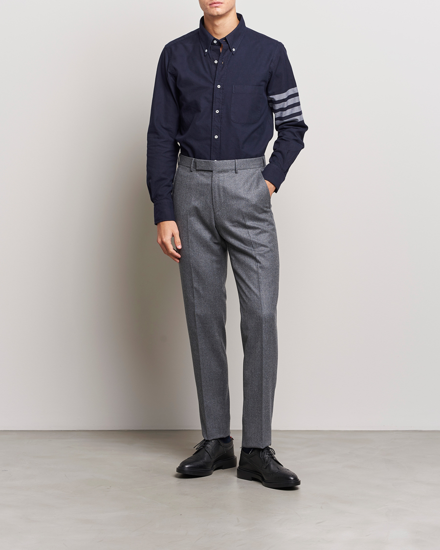 Heren | Overhemden | Thom Browne | 4 Bar Flannel Shirt Navy