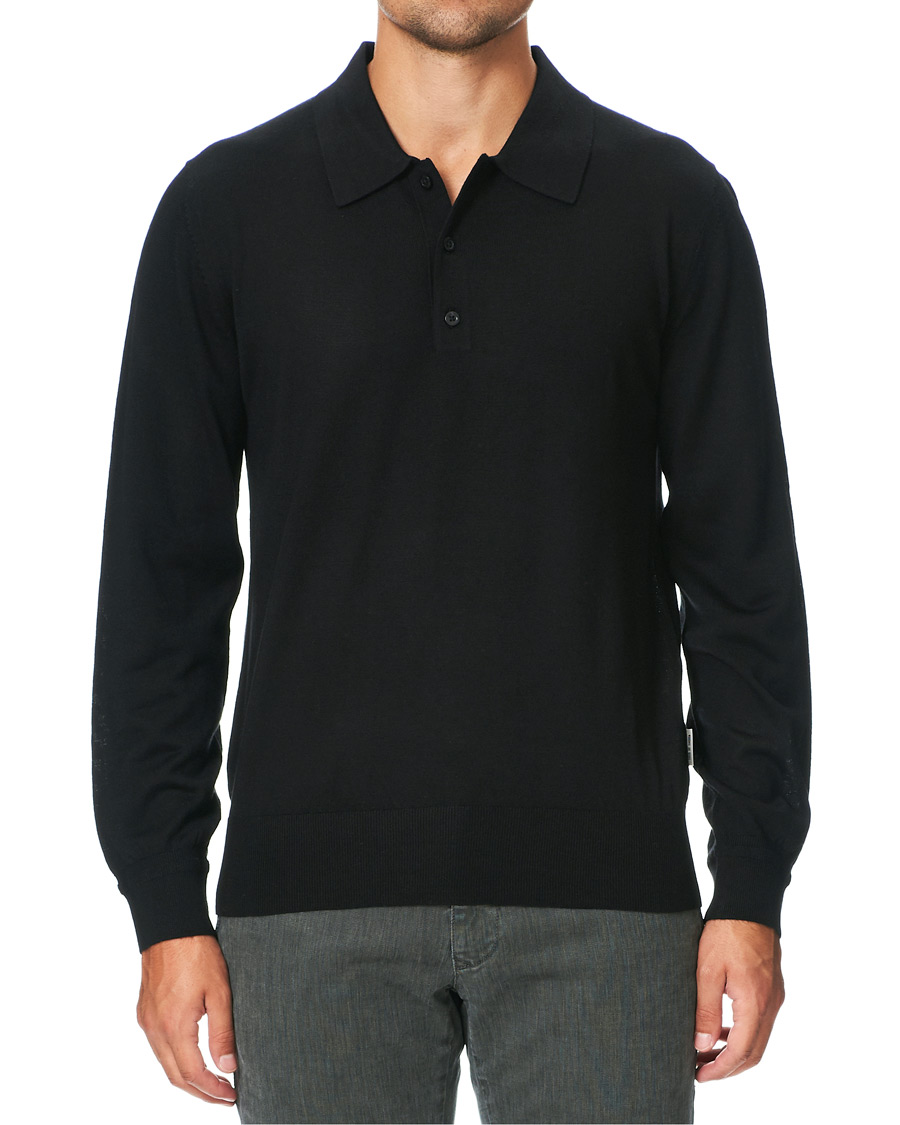 Heren | Truien | Tiger of Sweden | Newton Extra Fine Merino Knitted Polo Black