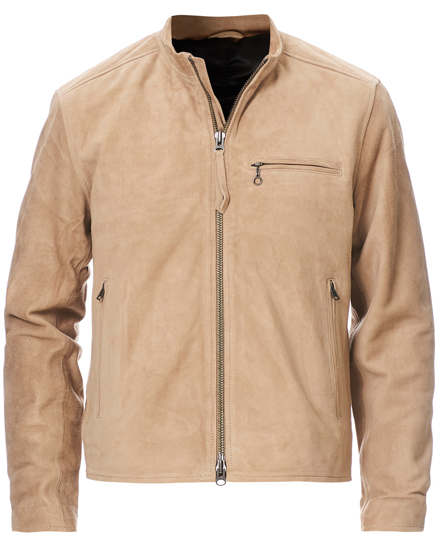 Heren | Jassen | Tiger of Sweden Jeans | Damir Suede Biker Jacket Beige