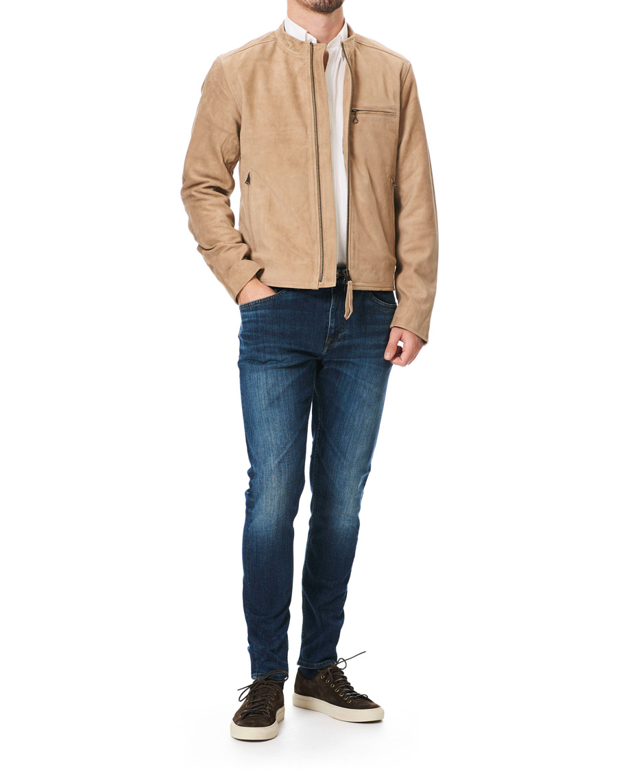 Heren | Jassen | Tiger of Sweden Jeans | Damir Suede Biker Jacket Beige