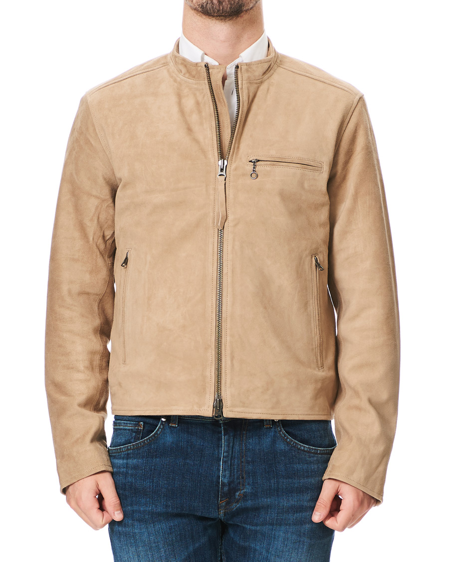 Heren | Jassen | Tiger of Sweden Jeans | Damir Suede Biker Jacket Beige