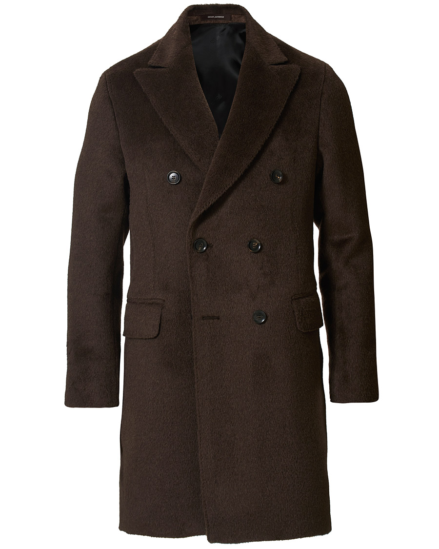 Heren | Jassen | Oscar Jacobson | Saul Delux Llama Wool Double Breasted Coat Brown