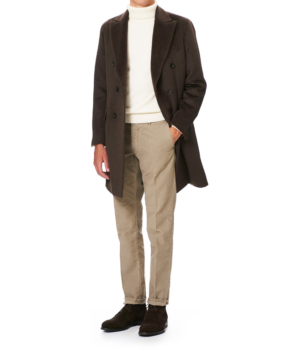 Heren | Jassen | Oscar Jacobson | Saul Delux Llama Wool Double Breasted Coat Brown
