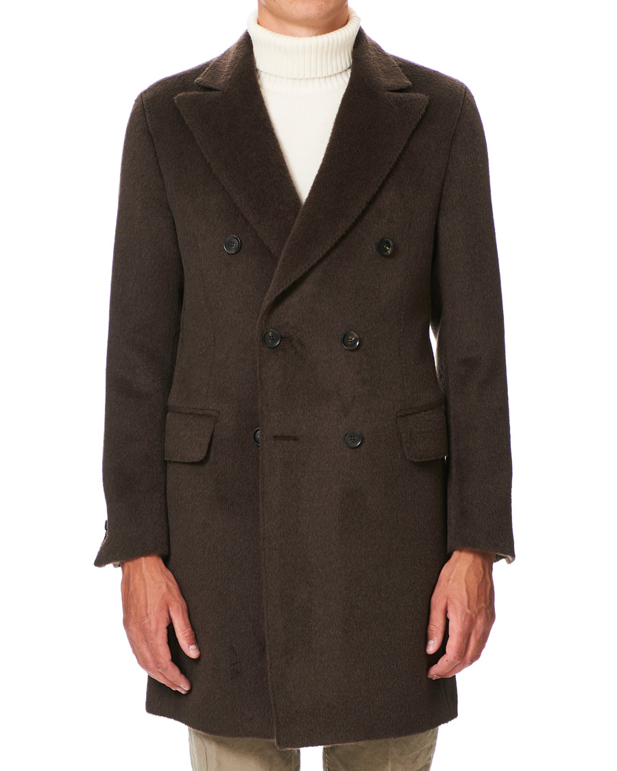 Heren | Jassen | Oscar Jacobson | Saul Delux Llama Wool Double Breasted Coat Brown