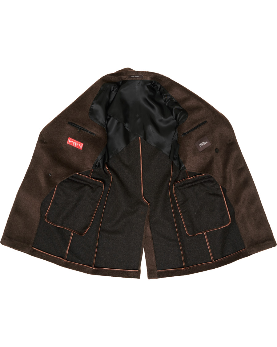 Heren | Jassen | Oscar Jacobson | Saul Delux Llama Wool Double Breasted Coat Brown