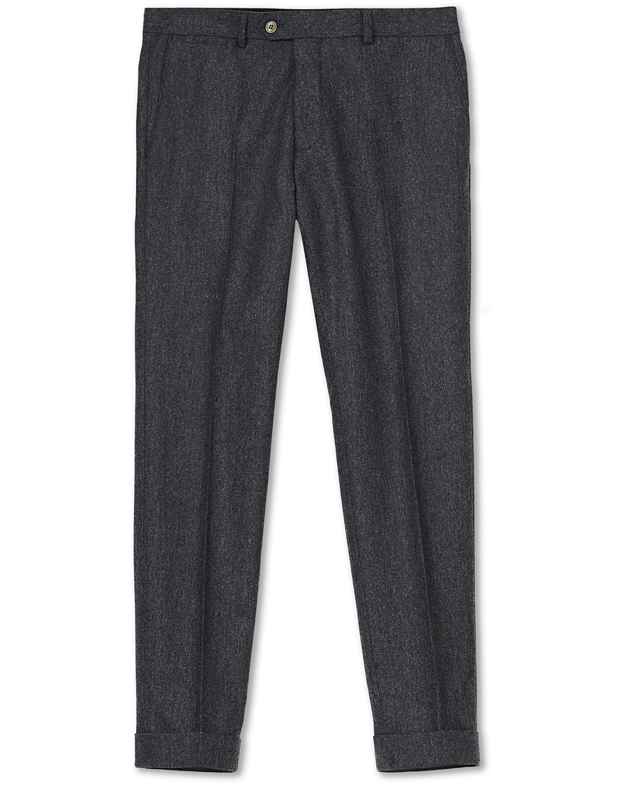 Heren | Broeken | Oscar Jacobson | Dean Turn Up Flannel Trousers Grey