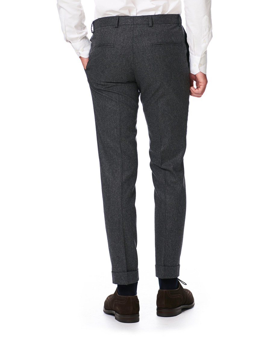 Heren | Broeken | Oscar Jacobson | Dean Turn Up Flannel Trousers Grey