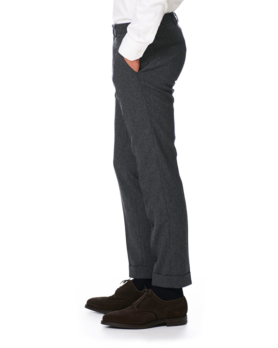 Heren | Broeken | Oscar Jacobson | Dean Turn Up Flannel Trousers Grey