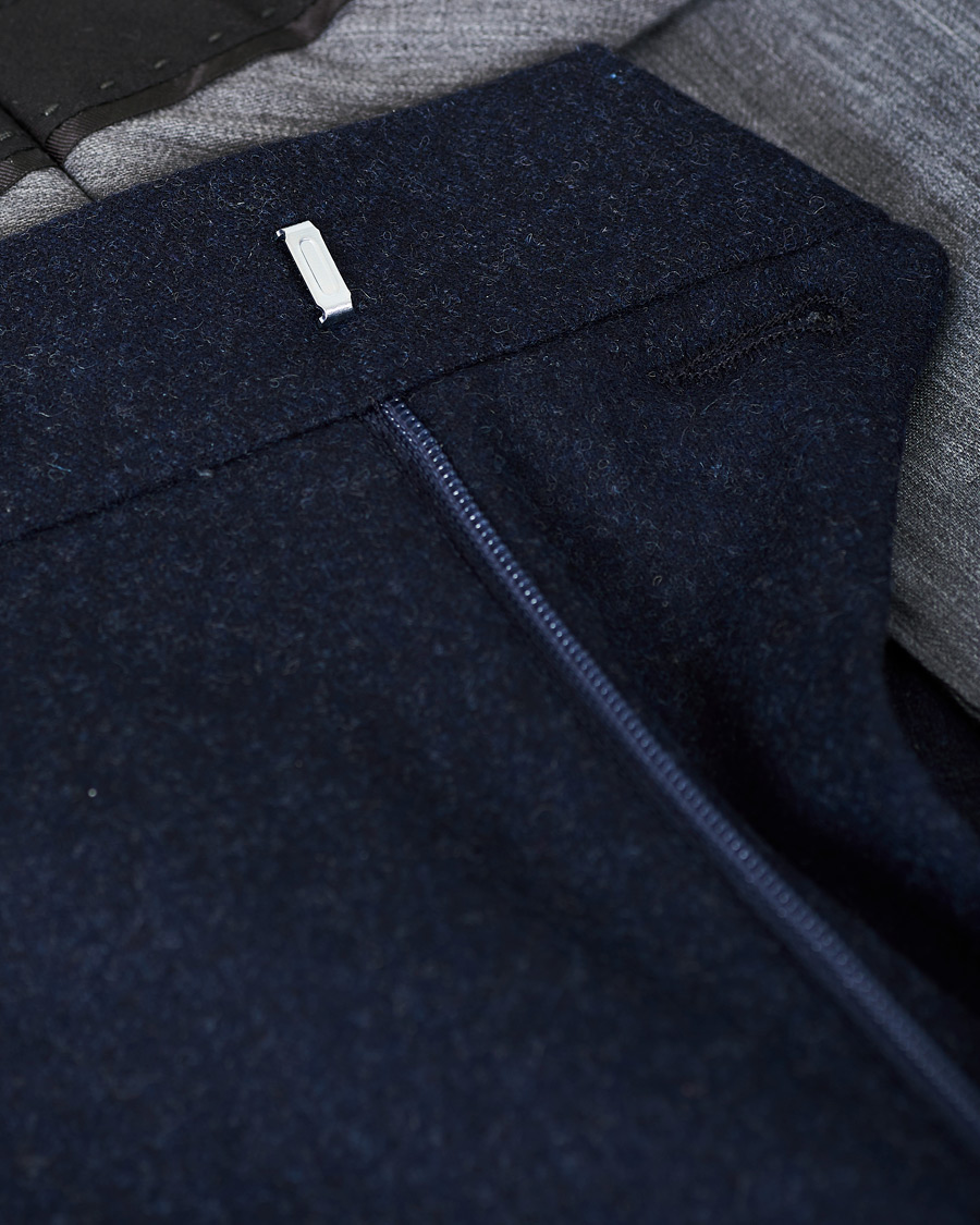 Heren | Broeken | Oscar Jacobson | Dean Turn Up Flannel Trousers Navy