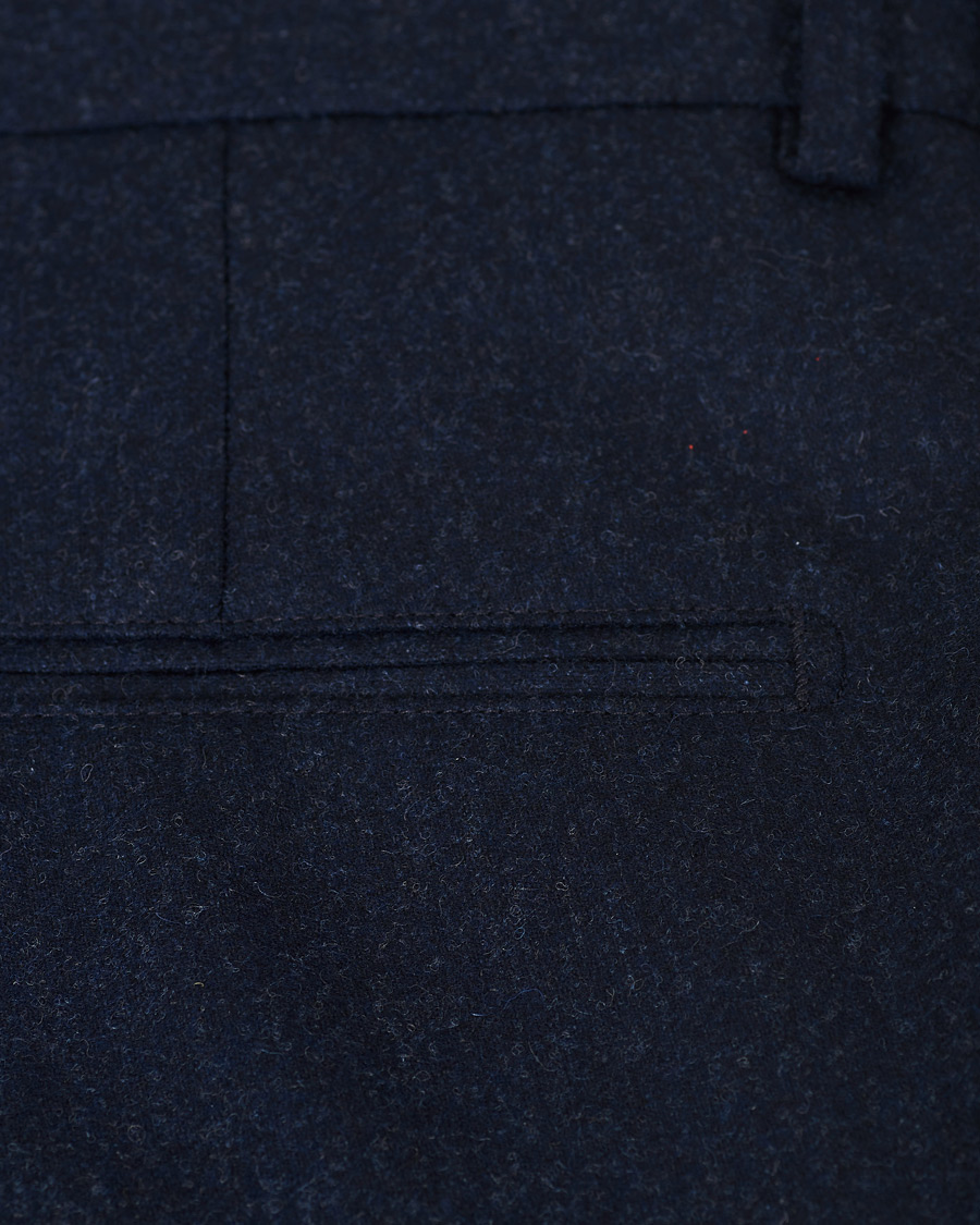 Heren | Broeken | Oscar Jacobson | Dean Turn Up Flannel Trousers Navy