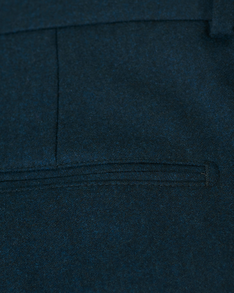 Heren | Broeken | Oscar Jacobson | Dean Turn Up Flannel Trousers Aqua Green