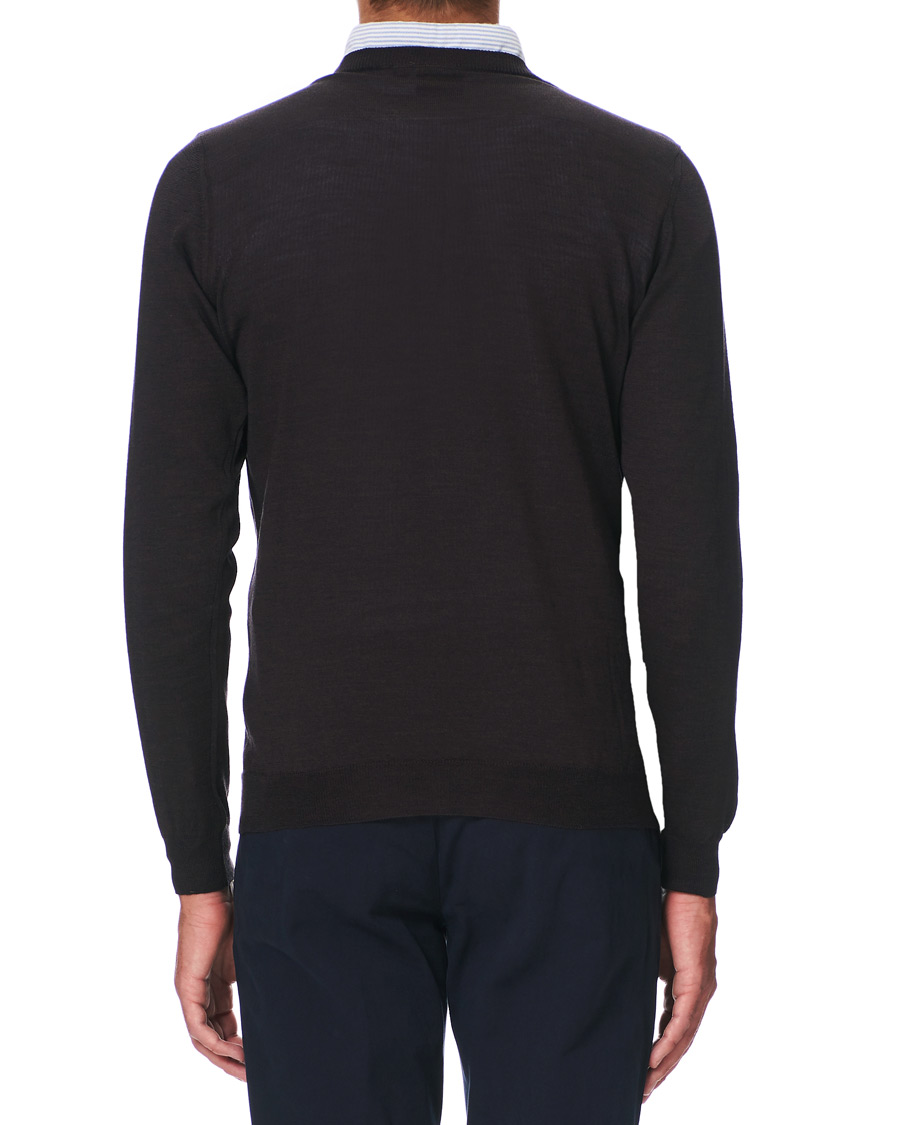 Heren | Truien | Oscar Jacobson | Custer Extra Fine Merino Crew Neck Brown