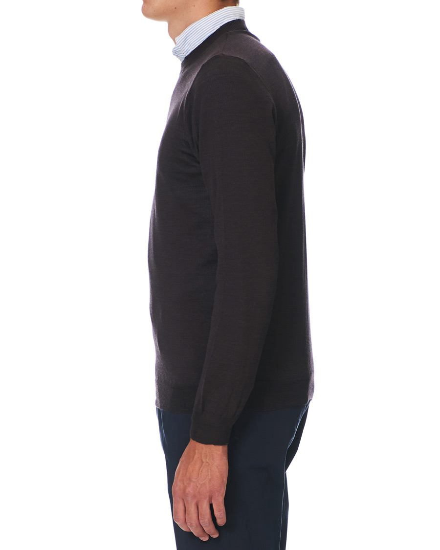 Heren | Truien | Oscar Jacobson | Custer Extra Fine Merino Crew Neck Brown