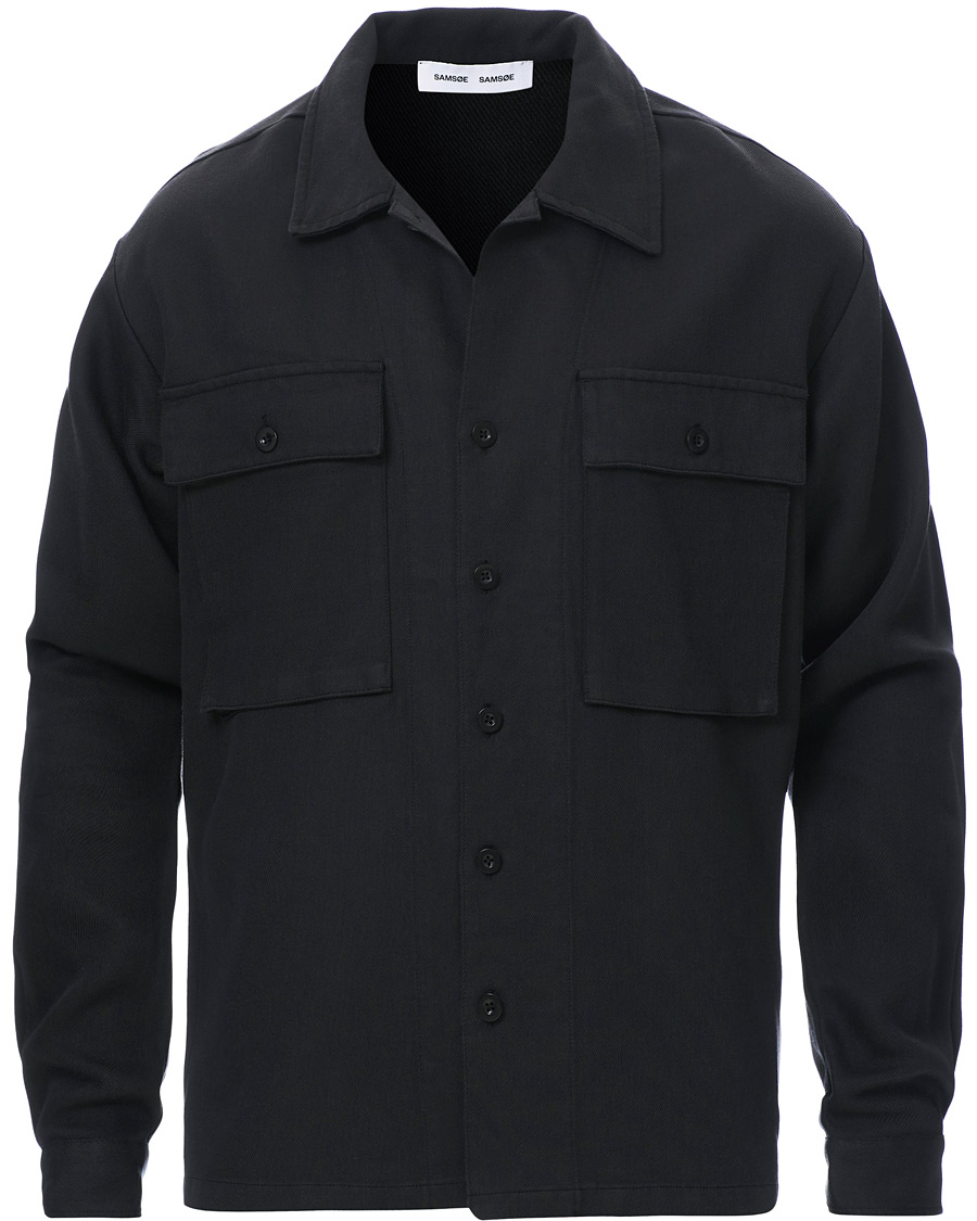 Heren | Overhemden | Samsøe Samsøe | Samsøe & Samsøe Vega Lyocell/Cotton Overshirt Black