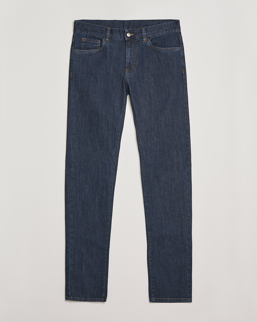 Heren | Jeans | Canali | Slim Fit Stretch Jeans Dark Blue Wash