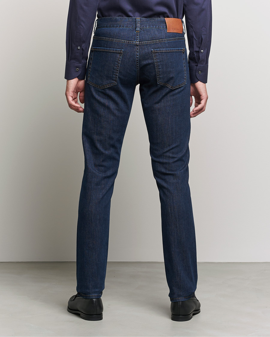 Heren | Jeans | Canali | Slim Fit Stretch Jeans Dark Blue Wash