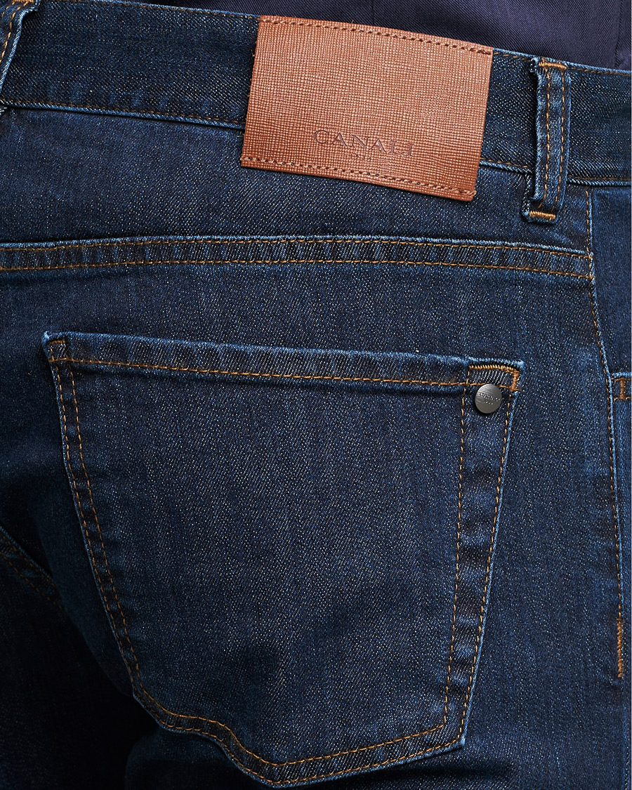 Heren | Jeans | Canali | Slim Fit Stretch Jeans Dark Blue Wash