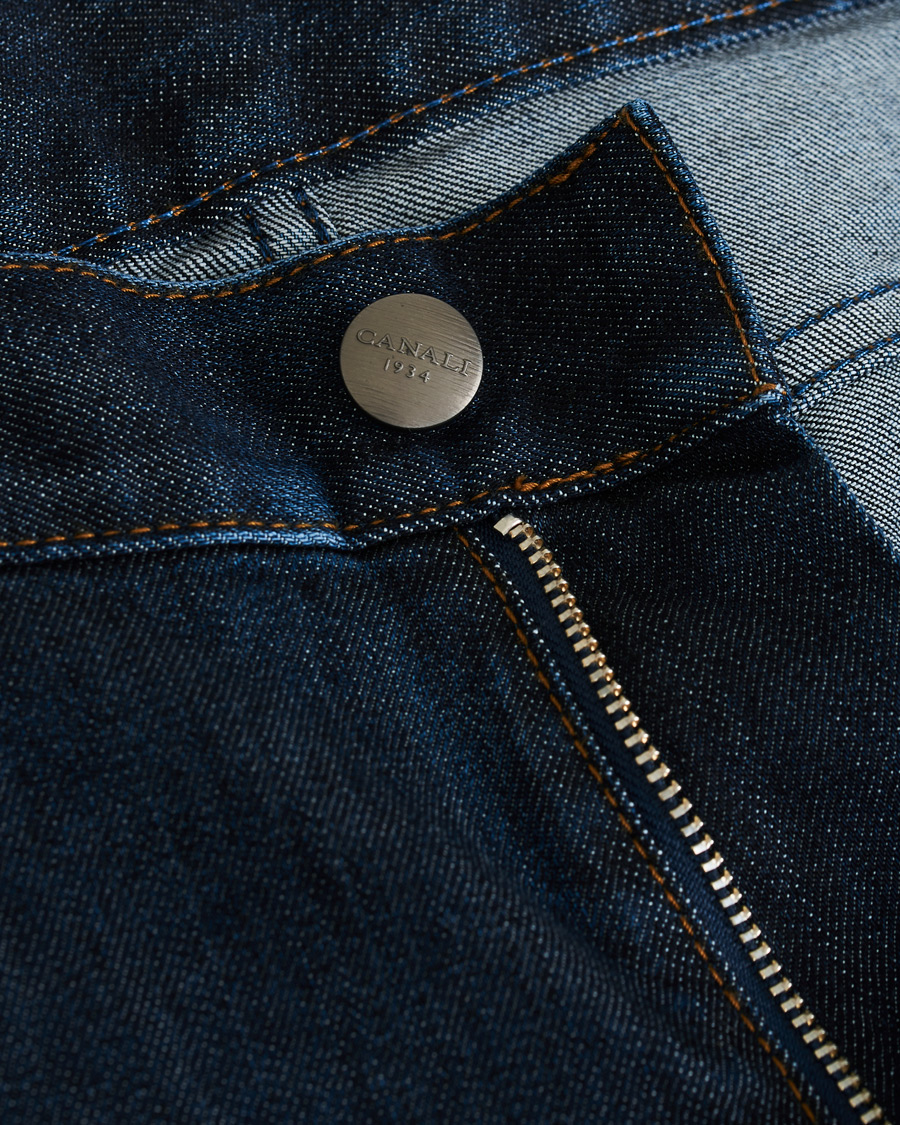 Heren | Jeans | Canali | Slim Fit Stretch Jeans Dark Blue Wash