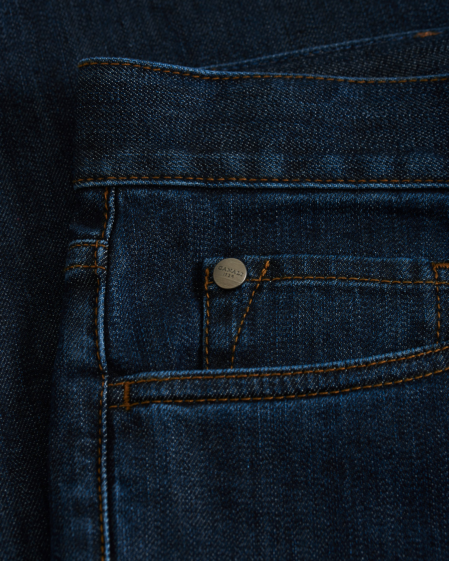 Heren | Jeans | Canali | Slim Fit Stretch Jeans Dark Blue Wash