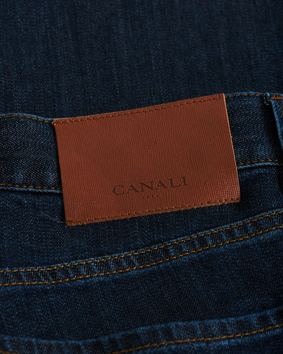 Heren | Jeans | Canali | Slim Fit Stretch Jeans Dark Blue Wash