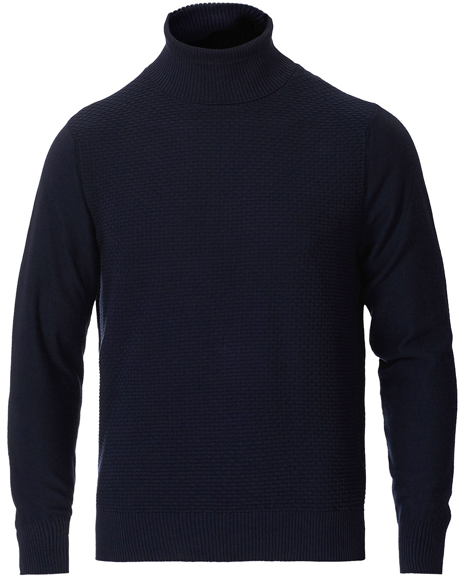 Heren | Truien | Canali | Micro Pattern Turtleneck Navy