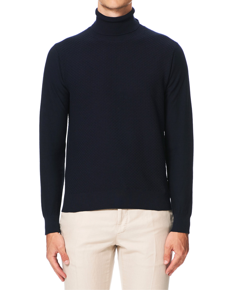 Heren | Truien | Canali | Micro Pattern Turtleneck Navy