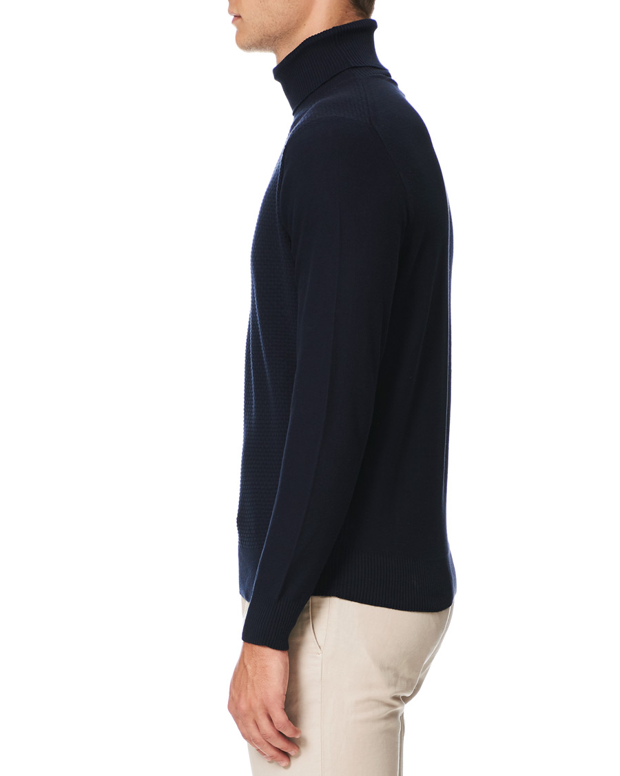 Heren | Truien | Canali | Micro Pattern Turtleneck Navy