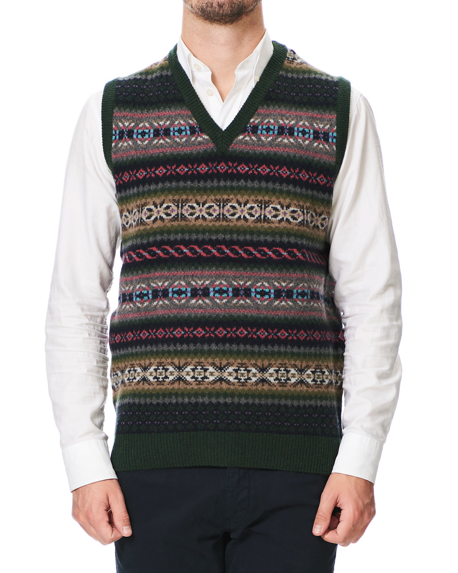 Heren | Truien | GANT | Holiday Fairisle Slipover Tartan Green