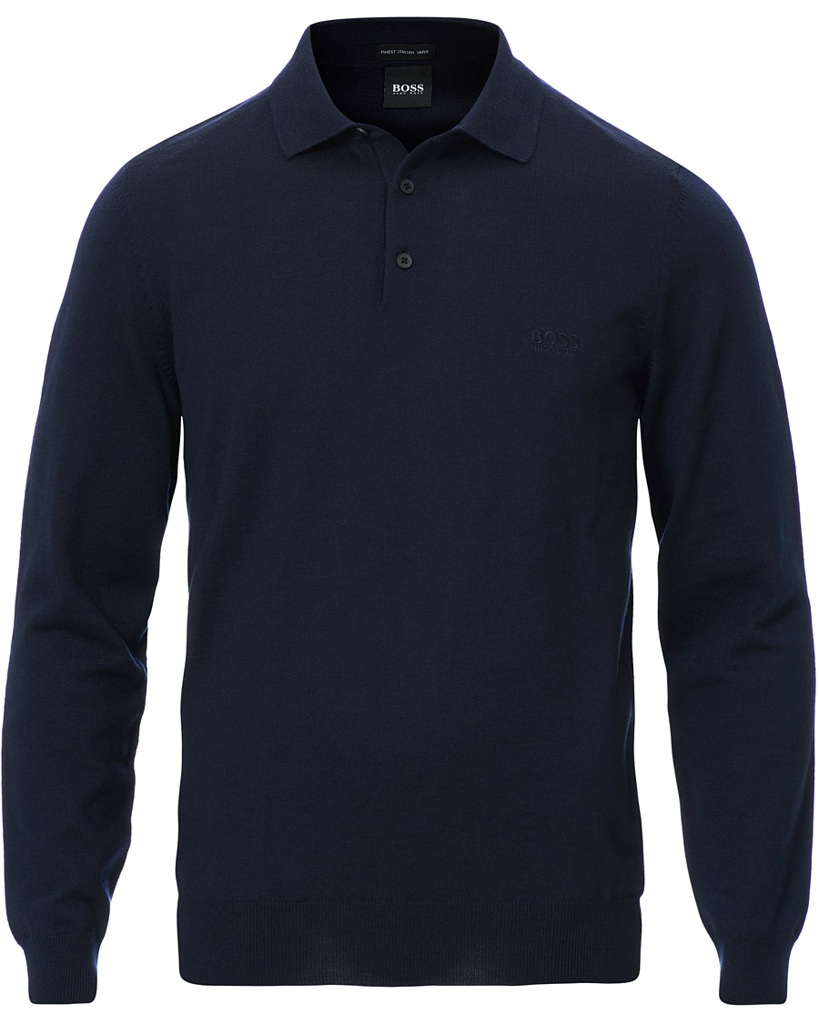 Heren | Truien | BOSS BLACK | BOSS Bono Knitted Polo Dark Blue