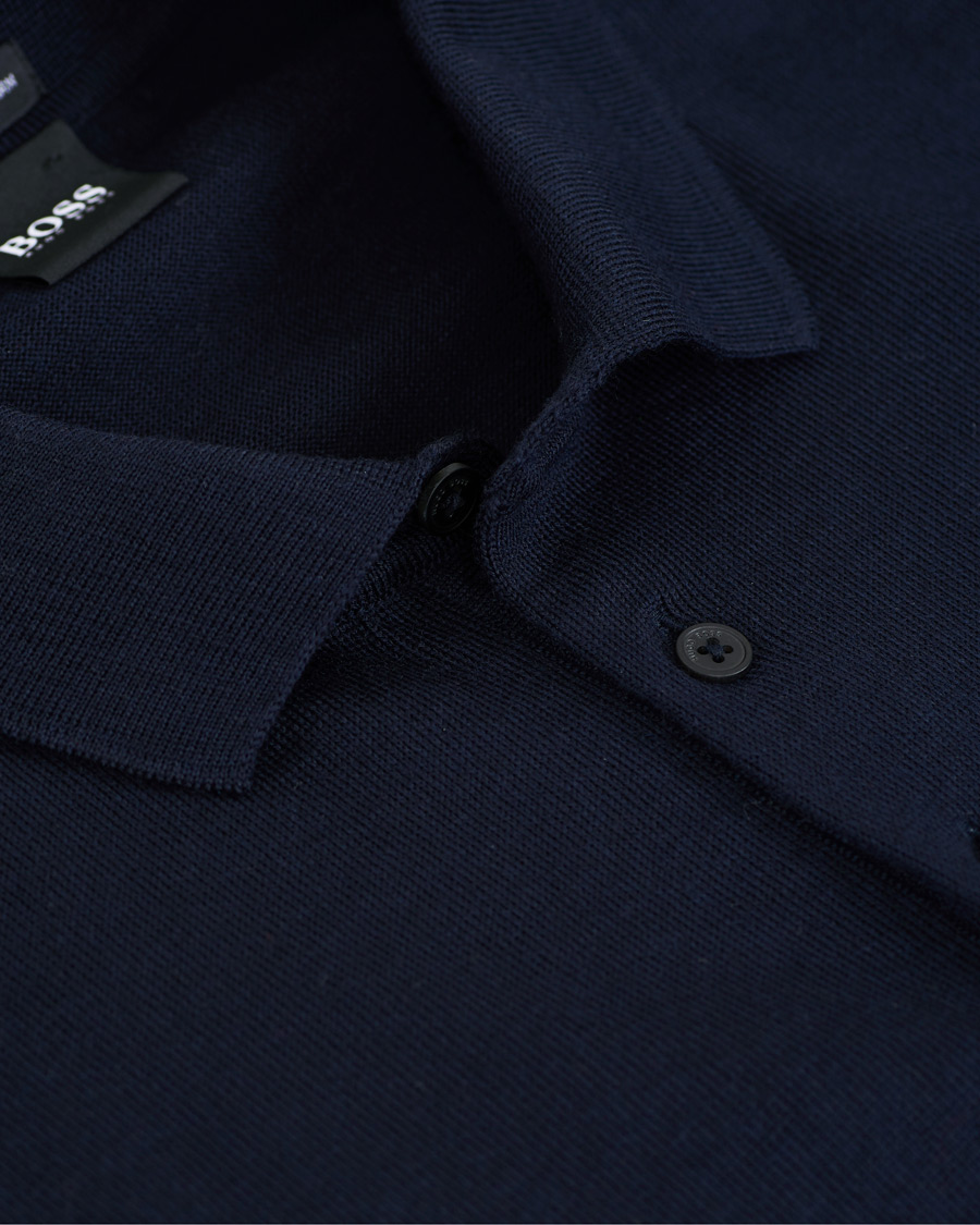 Heren | Truien | BOSS BLACK | BOSS Bono Knitted Polo Dark Blue