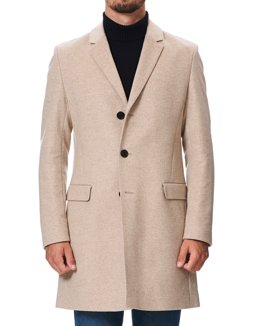 Heren | Jassen | HUGO | Migor Wool Coat Light Beige