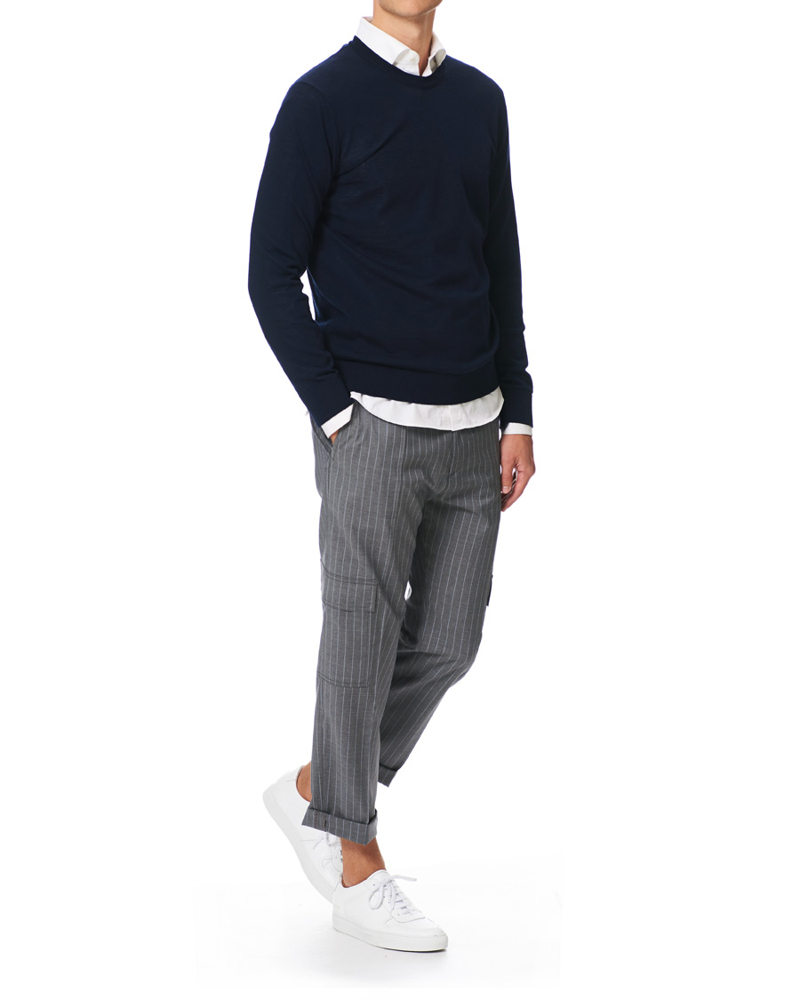 Heren | Broeken | HUGO | Falko Striped Turn Up Cargo Pants Silver