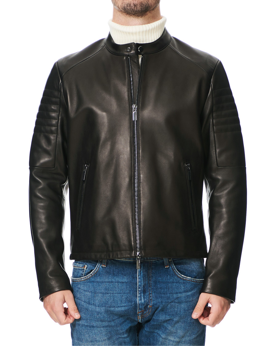 Heren | Jassen | BOSS BLACK | BOSS Porsche Capsule Noptem Leather Jacket Black