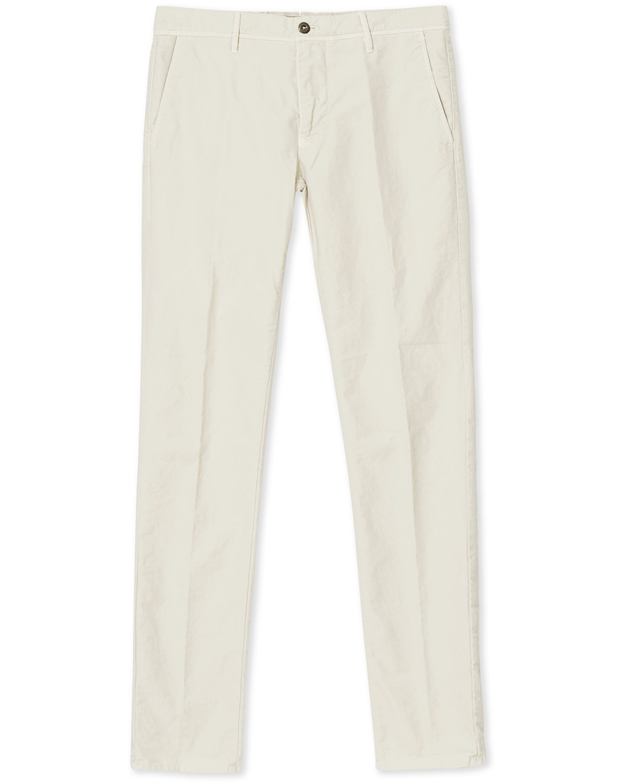 Heren | Broeken | Incotex | Slim Fit Garment Dyed Washed Slacks Off White