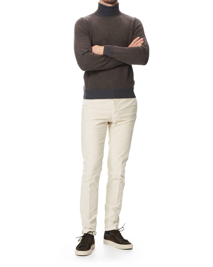 Heren | Broeken | Incotex | Slim Fit Garment Dyed Washed Slacks Off White