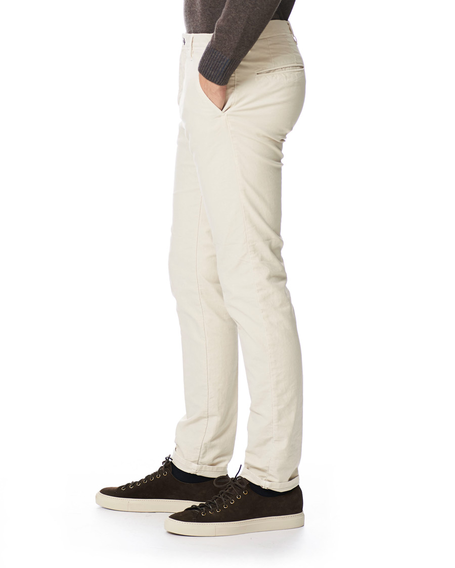 Heren | Broeken | Incotex | Slim Fit Garment Dyed Washed Slacks Off White
