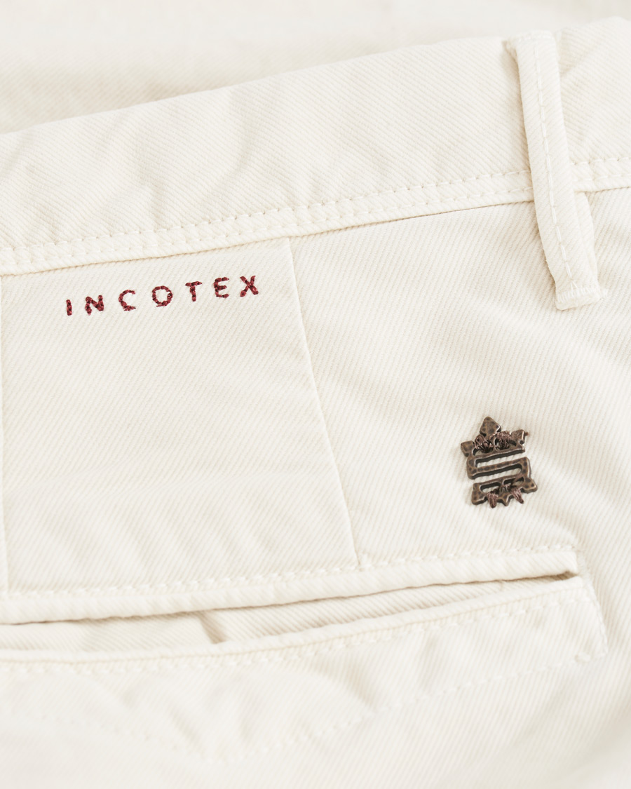 Heren | Broeken | Incotex | Slim Fit Garment Dyed Washed Slacks Off White